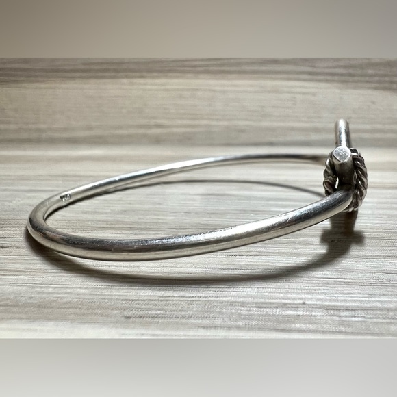 Vintage Sterling Silver Rope Accented Rodeo Bangle Bracelet, 7-7.5", 14.5g - Picture 4 of 7